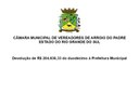 Câmara de Vereadores devolve R$ 204.836,33 do duodécimo à Prefeitura Municipal