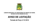 Câmara realiza Processo Licitatório para Contratação de empresa para fornecimento de Mão de obra para limpeza e conservação da sede da Câmara de Vereadores de Arroio do Padre.