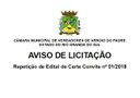 Câmara realiza Processo Licitatório para contratação de empresa para prestação de serviço de pintura interna, das aberturas e da fachada do prédio