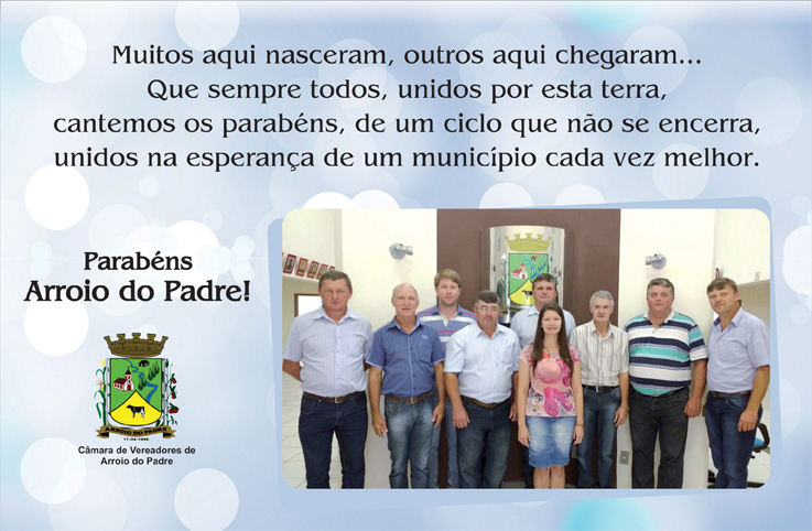 Mensagem em homenagem ao 20º aniversário de emancipação de Arroio do Padre