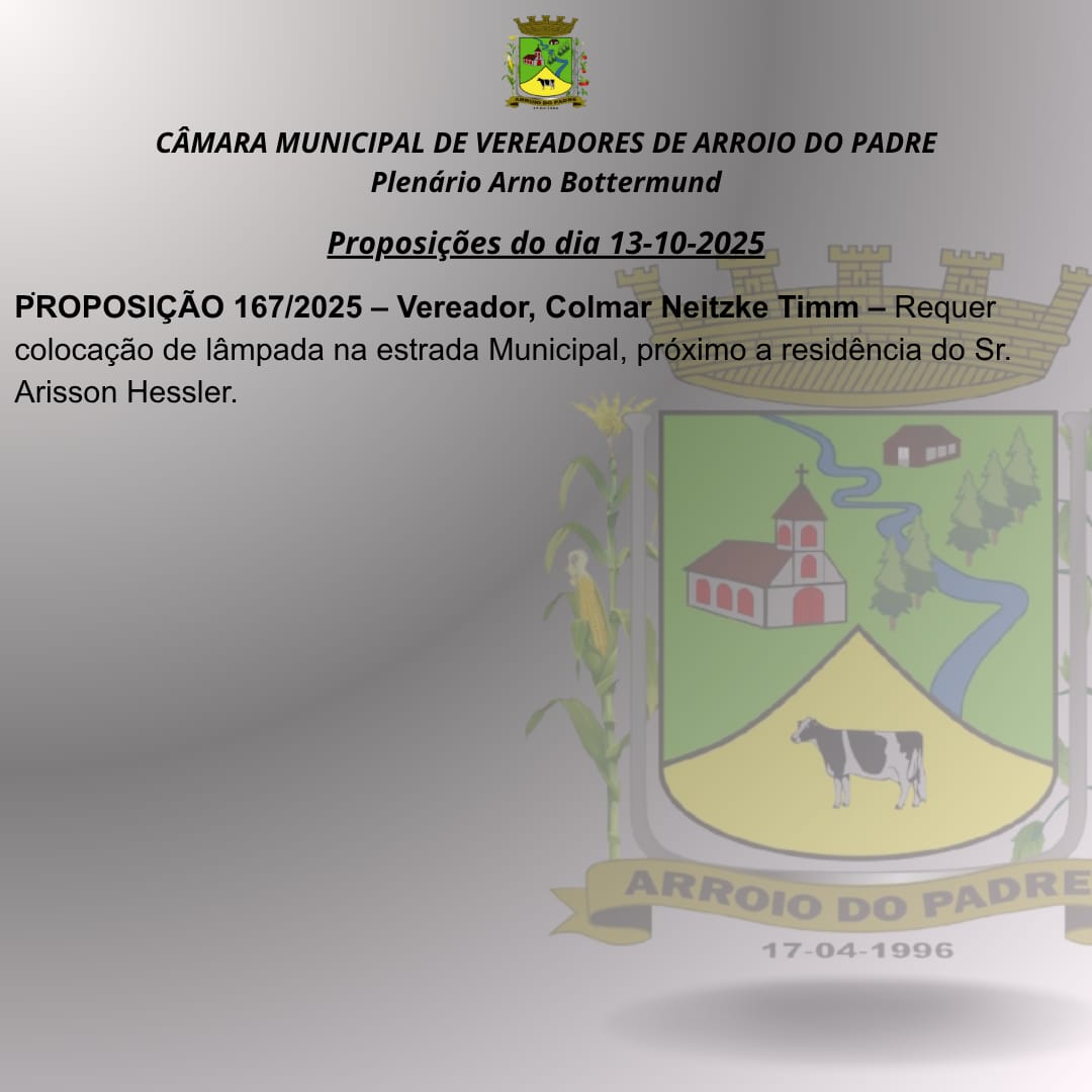 Proposição do dia 13 10 2025