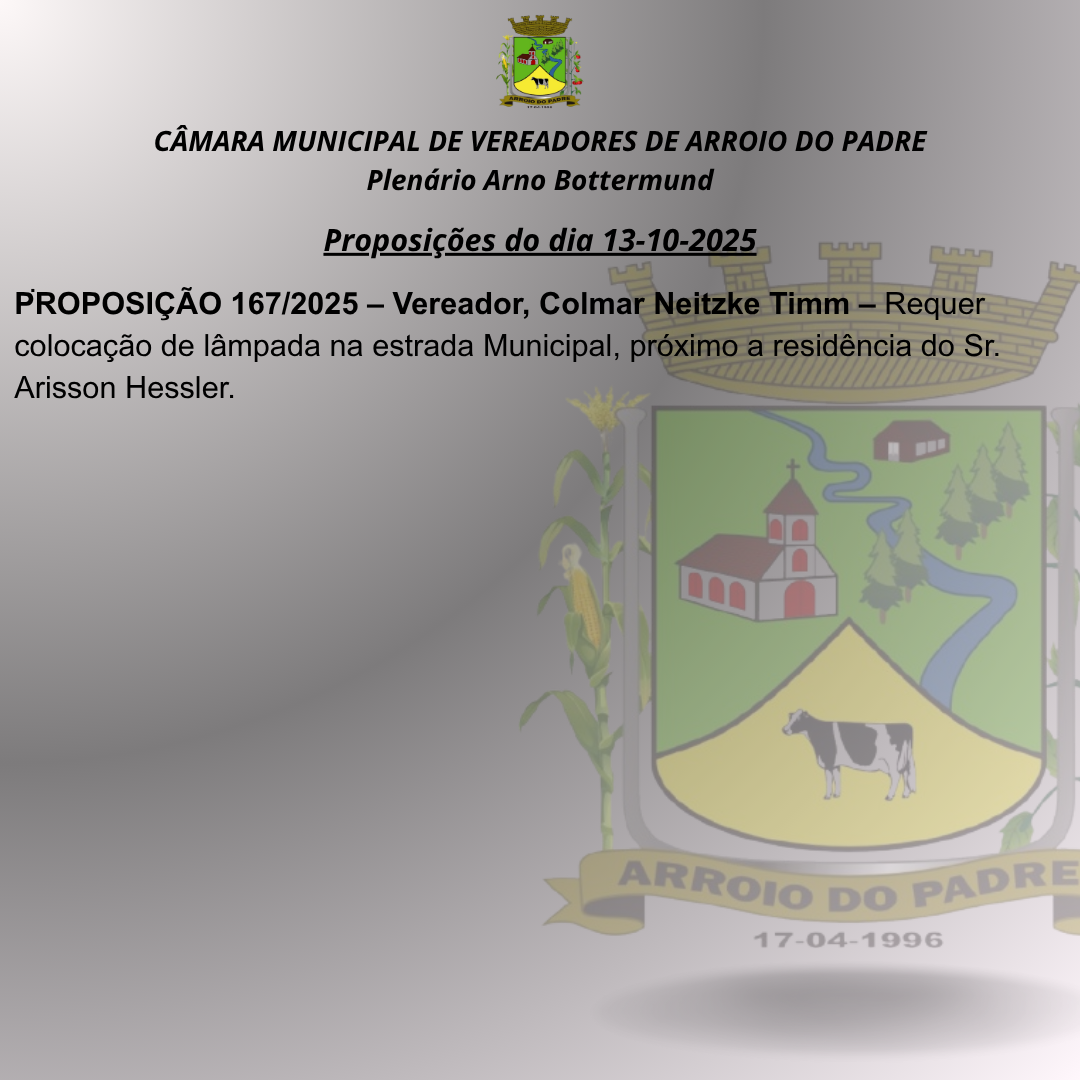 Proposição do dia 13 10 2025