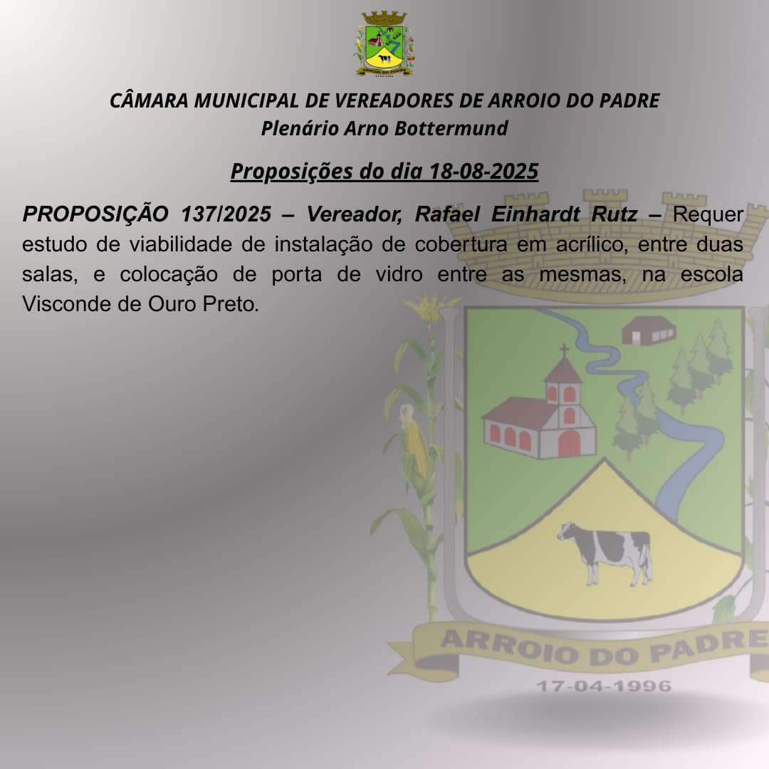 Proposição do dia 18 08 2025