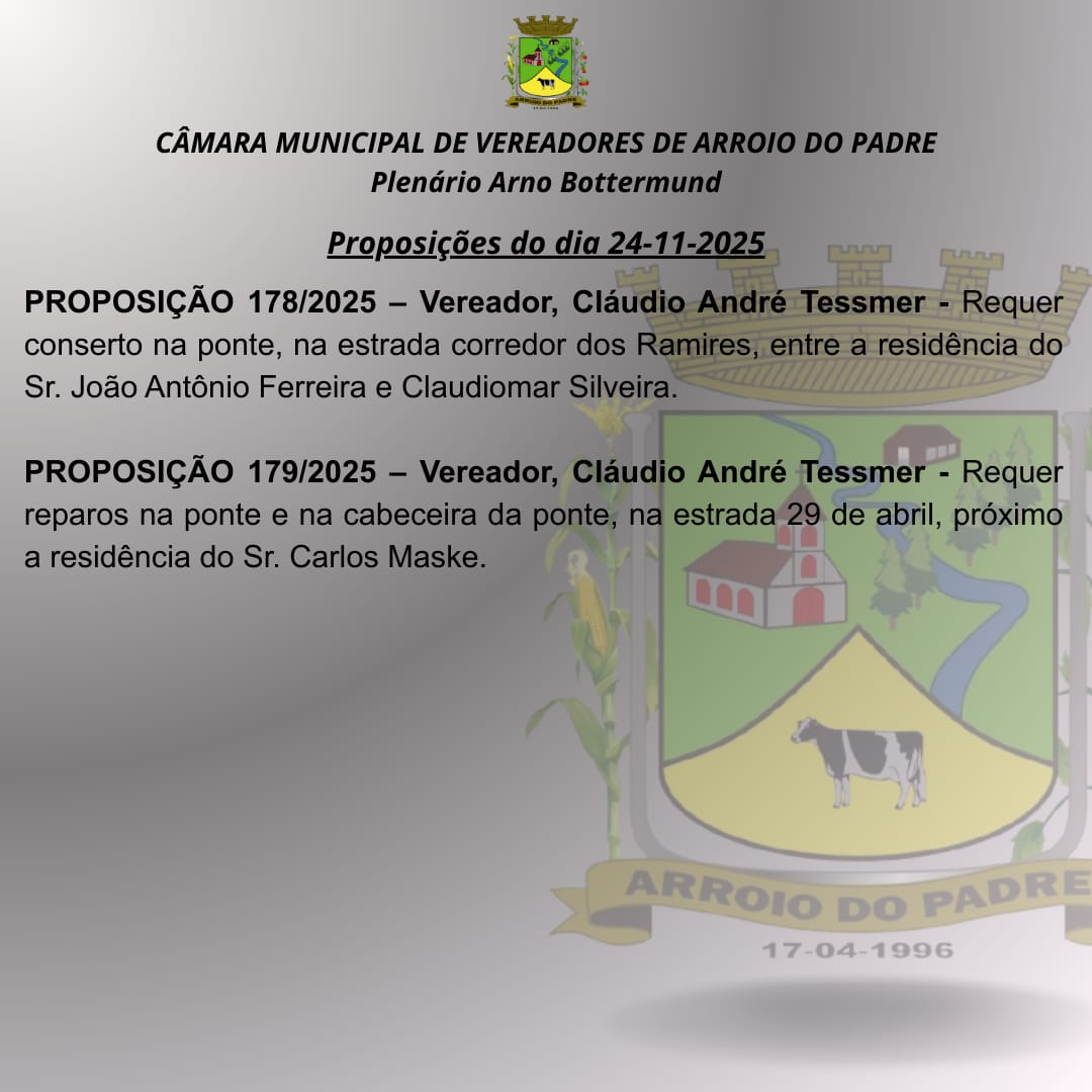PROPOSIÇÃO DO DIA 24 11 2025