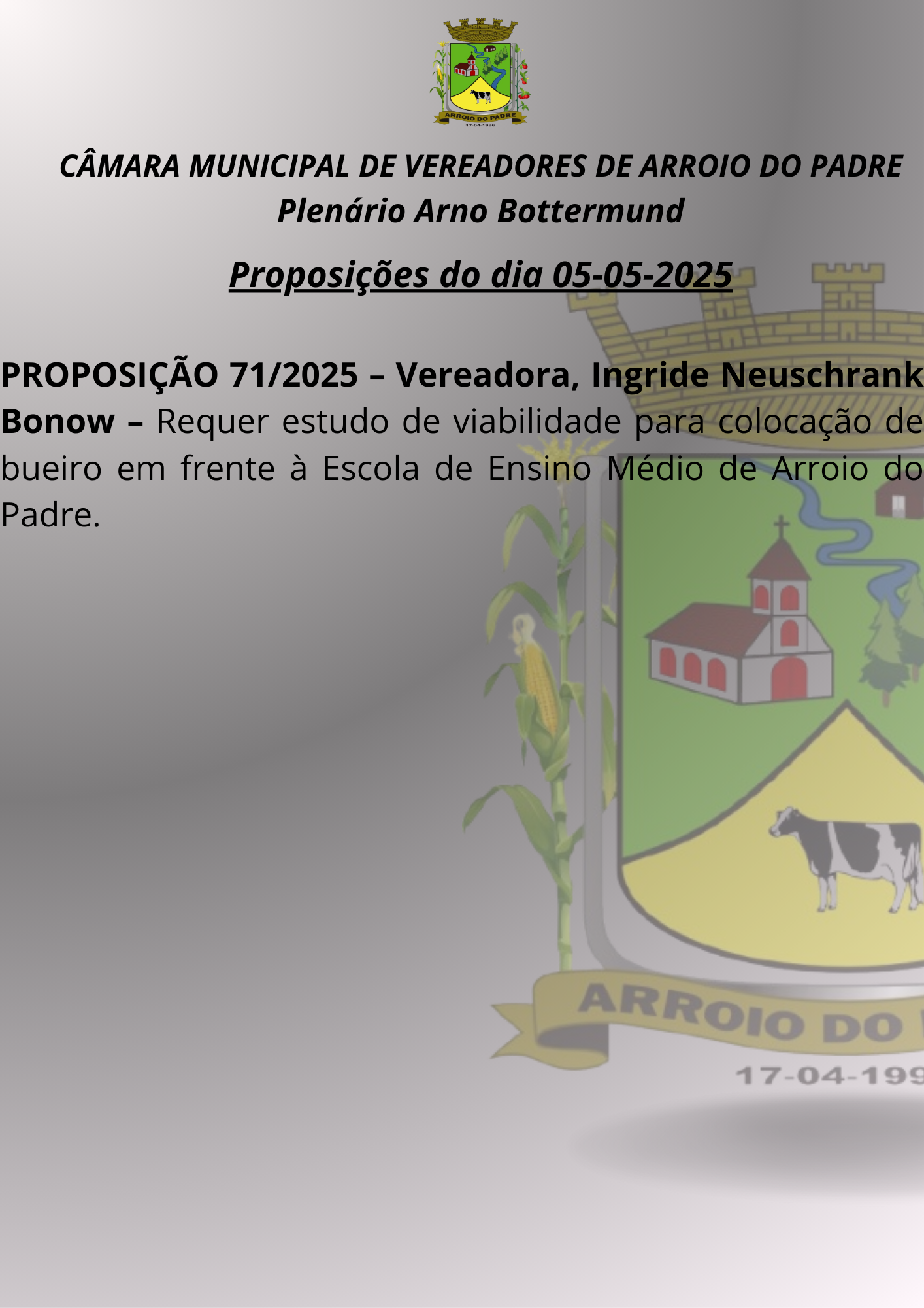 Proposições 71 de 05-05-25