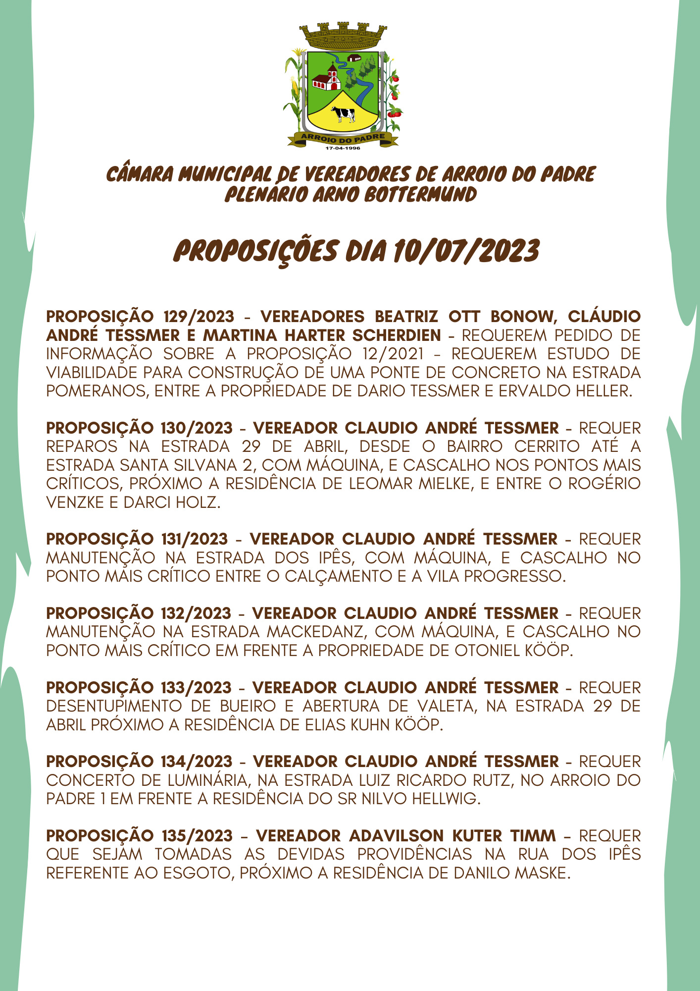 Proposições da Semana