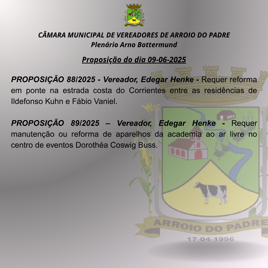 Proposições dia 09-06-2025