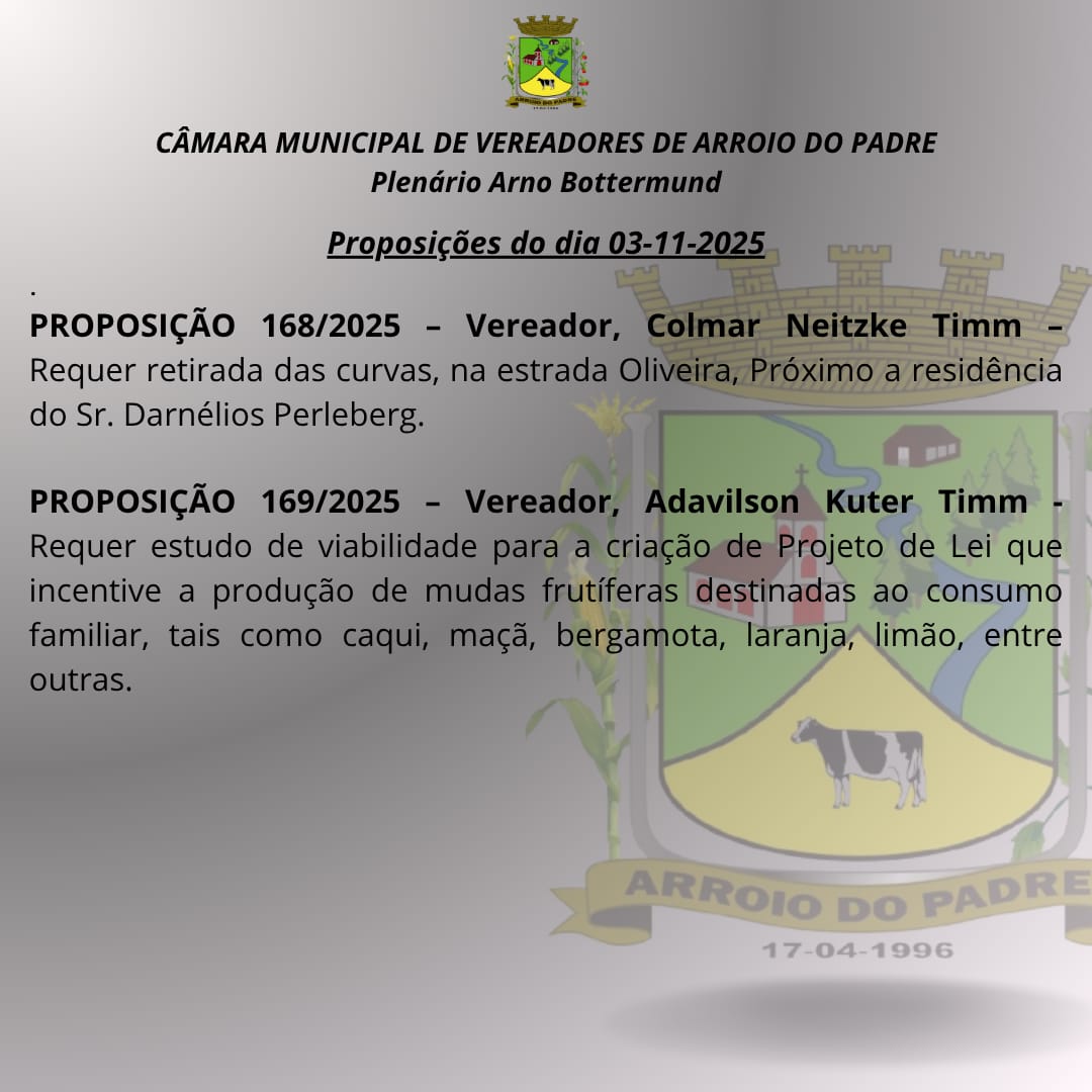 Proposições do dia 03 11 2025
