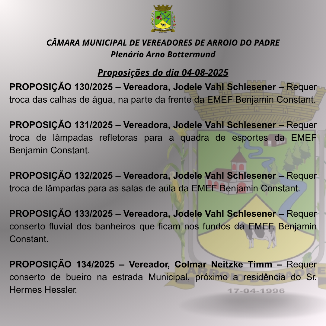 Proposições do dia 04 08 2025