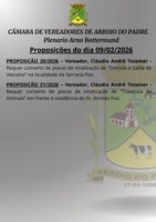 Proposições do dia 09/02/2026