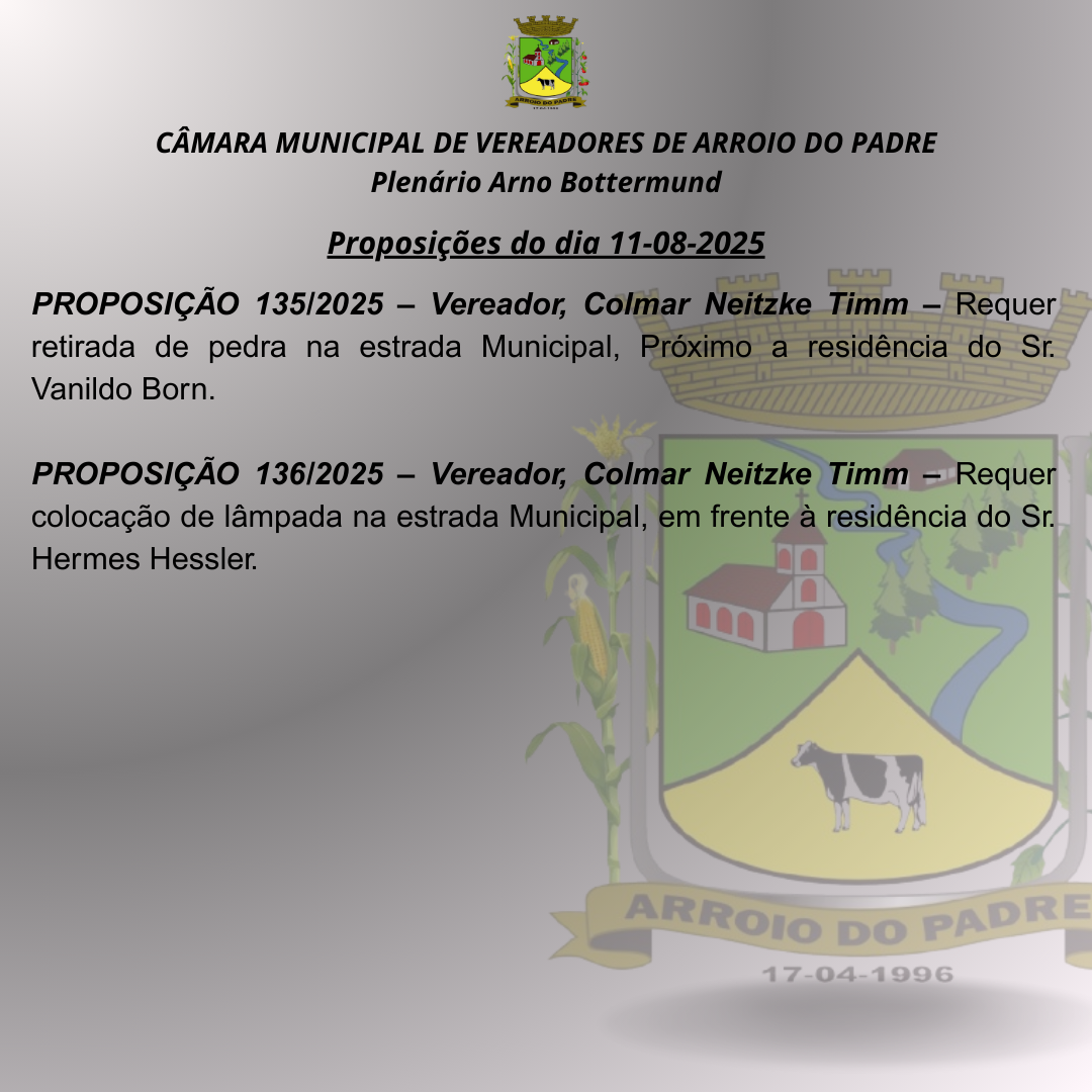 Proposições do dia 11 08 2025